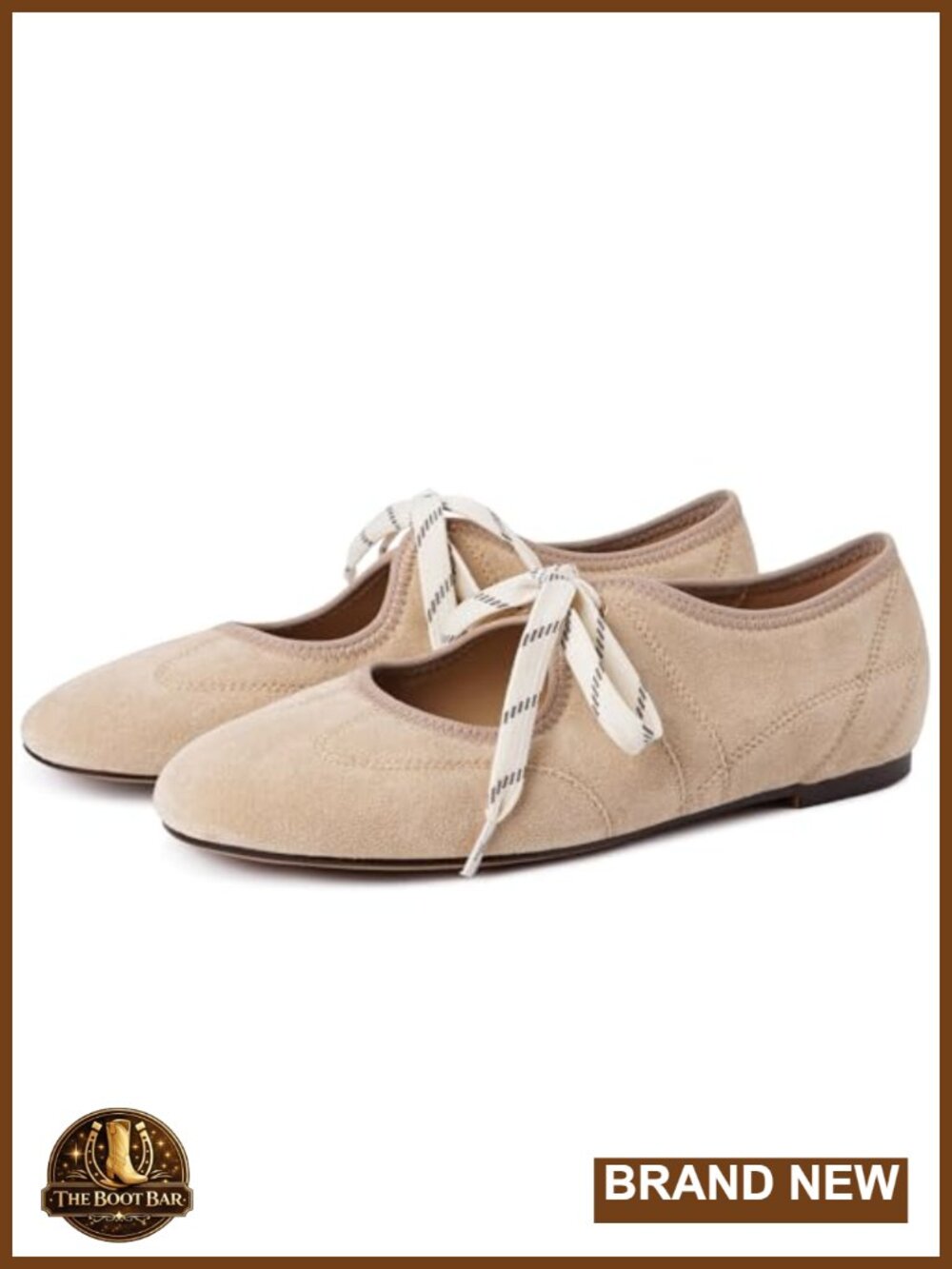 Faux Suede Lace Up Ballet Flats Women Round Toe Mary Jane Shoes